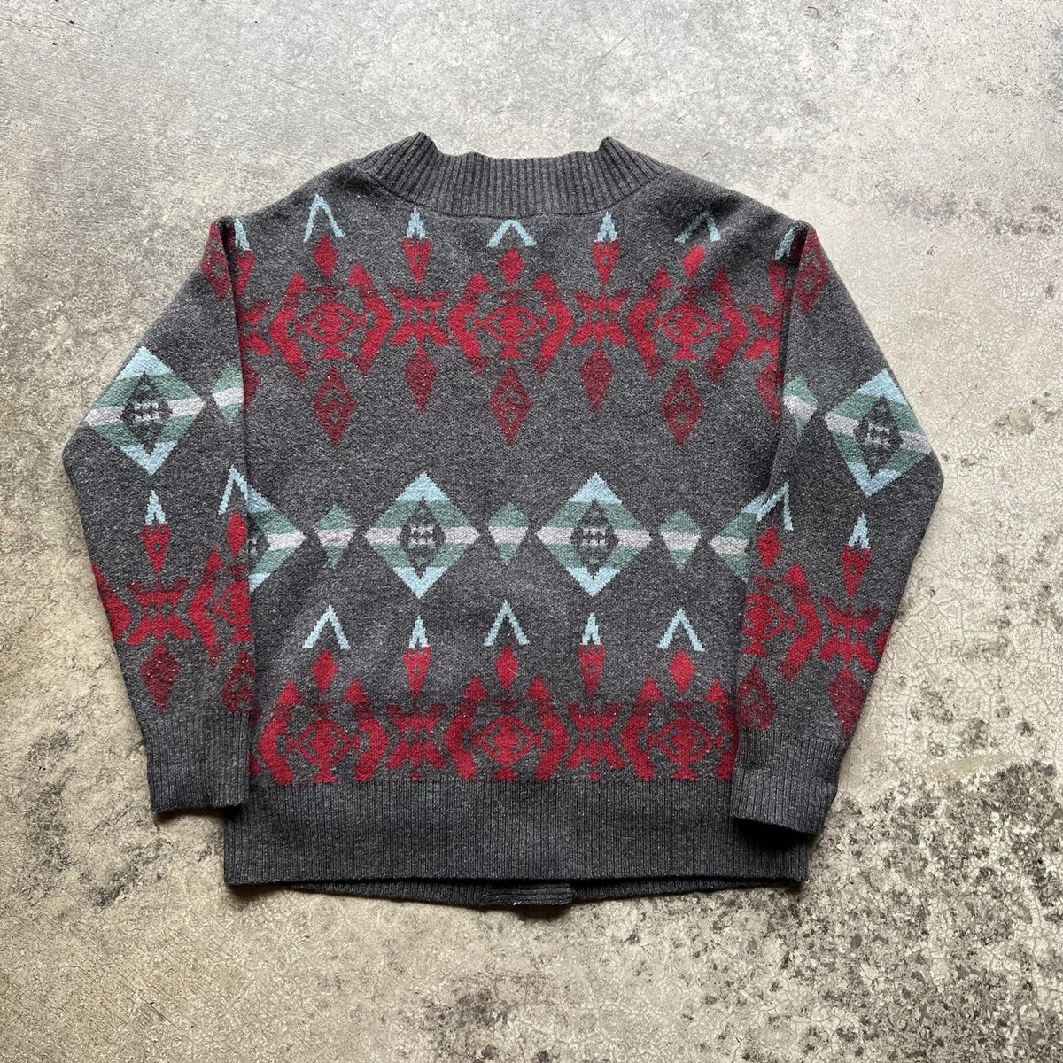 Pendleton Authentic Western Aztec Lamb's Wool Cardigan Button
