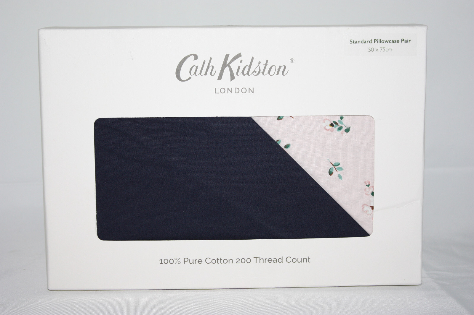 Cath Kidston ~ SPITALFIELDS ~ h/wife standard pillowcase PAIR ~ BNWT navy pink