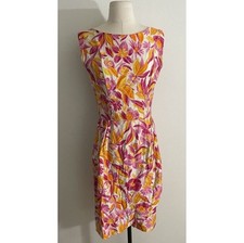 Vintage 1960s Kamehameha Pink Orange Floral Hawaiian Sleeveless Dress Women  s M 