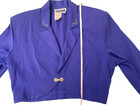 DARK BLUE BLAZER JACKET WOMEN'S Size S - GOLD STUDS, TASSEL on Sleeve — photo 10