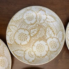 5 RARE Vtg Antique Yellow Gold Floral Flower Plates MCM Mount Clemens Clemons