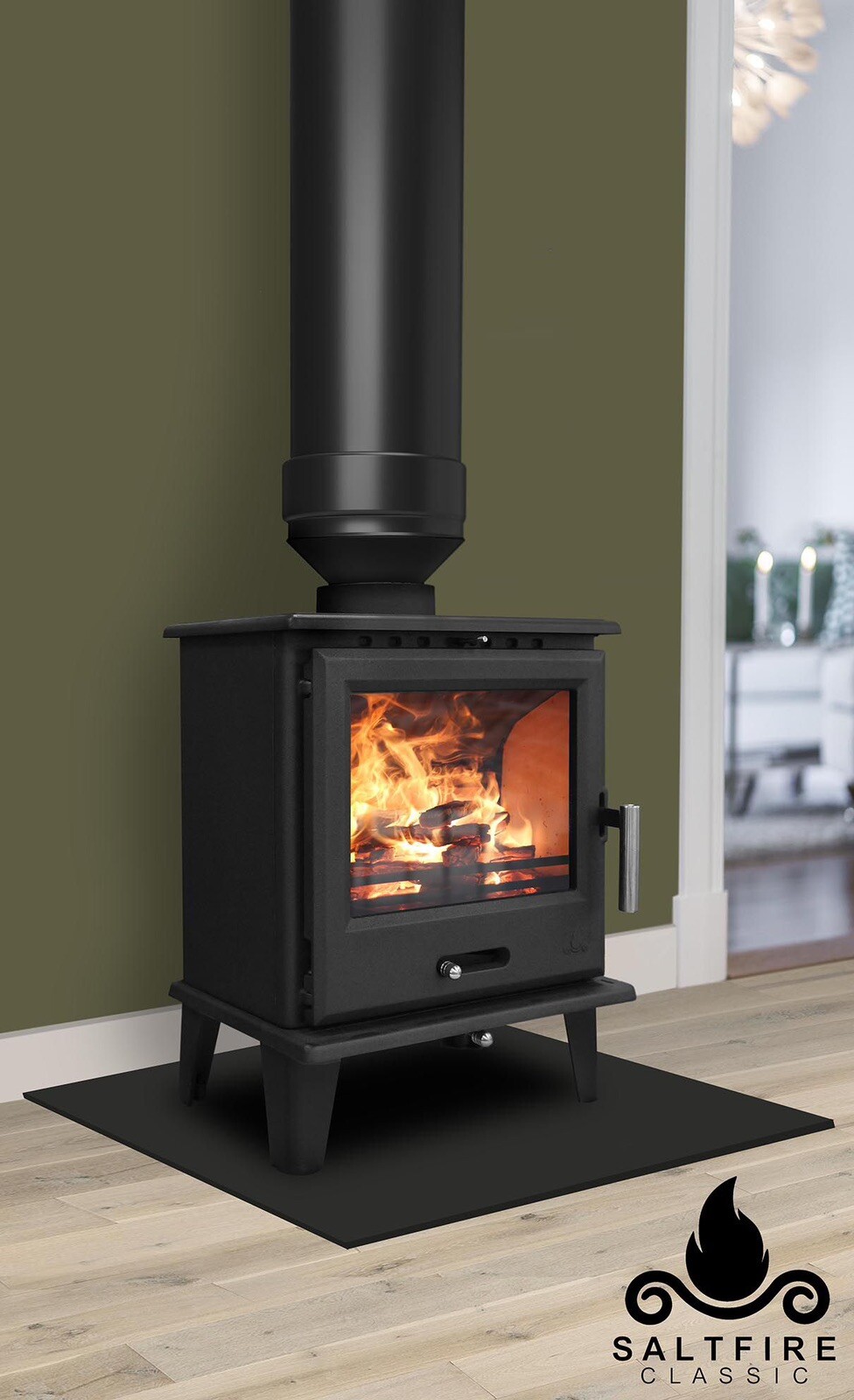 SALTFIRE CLASSIC CAST IRON WOOD COAL LOGS MULTIFUEL BURNING DEFRA STOVE 5KW  | eBay