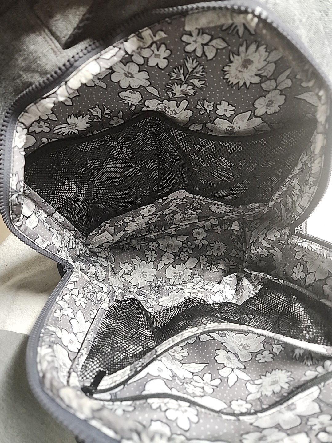 Vera Bradley Gray Backpack flower pattern lining - image 10