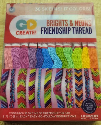 NIP Crafts Friendship Bracelet Thread 36 Skeins 17 Colors, 8.75 Yards Each