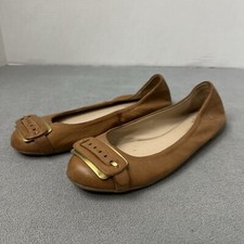 Franco Sarto Ballet Flat Women s 7 Tan Leather Buckle Elegance Artist Colection
