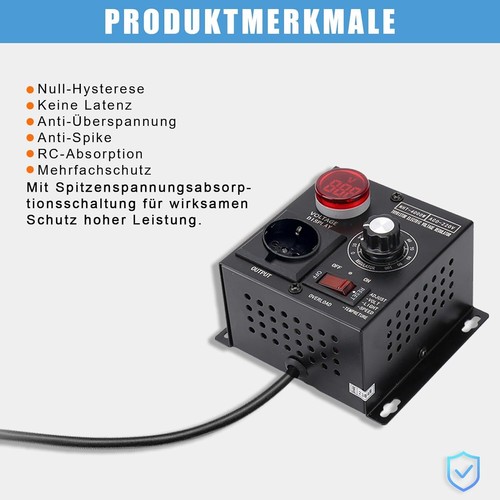 Drehzahlregler Wechselstrom SCR Spannungsregler AC 230V 4KW Temperatursteuerung - Bild 2 von 7
