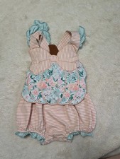 Boutique Pumpkin Baby Girls Blue 18 Months Romper Jumpsuit Bubble Outfit C3