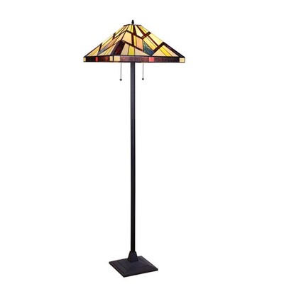 CHLOE Lighting VINCENT Tiffany-Style Blackish Bronze 2-Light Mission Floor...