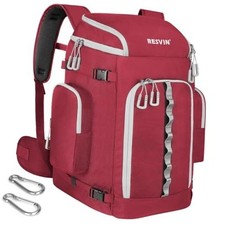 Ski Boot Bag, 65L Durable Travel Backpack, 1680D Nylon Waterproof Snowboard Red