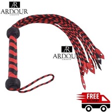 BDSM Coupels Handcrafted Real Leather Braided Flogger with Steel Stud Design