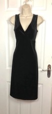 Vintage Dorothy Perkins Womens Velvet Style Knee Length Black Dress Size 10 uk