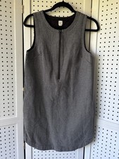 Gap Sleeveless Tweed Mini Dress Pockets Black Ivory Women's XS Front Zip
