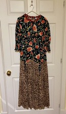 New Rixo Meg butterfly leopard mix Short Sleeve Midi Dress  S/10