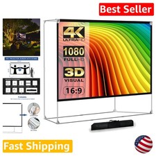 Large 150 Inch 4K HD Projector Screen  Stand Portable Outdoor Cinema 16:9