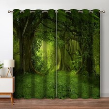Jekeno Forest Blackout Curtains Tropical 52"W x 84"L Pack of 2 , Tree5