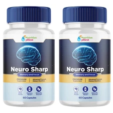 (2 Pack) Neuro Sharp Nootropic All Natural Formula Brain Supplement 60 Capsules.