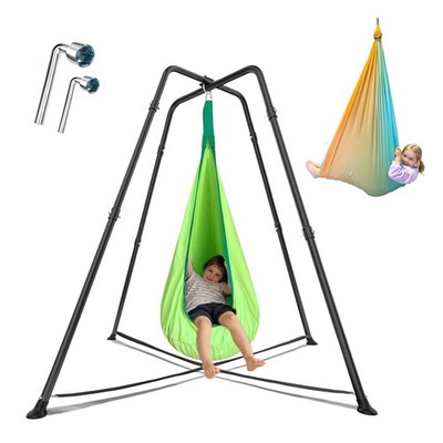 Swing Stand Frame with Sensory Pod Swings and Chair,X-Shaped Swing Set，Heavy-...
