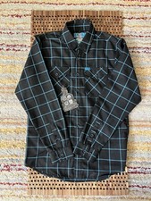 NUEVO CON ETIQUETAS Camisa Dixxon Flannel Company Cianuro Negra Azul A Cuadros Abotonada Pequeña NUEVA