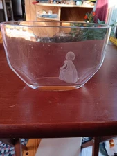 ORREFORS CRYSTAL VASE W/ETCHING. 1146