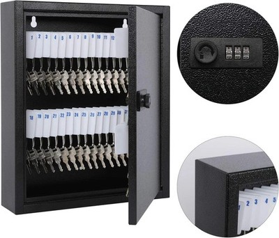 Locking Key Cabinet, 60 Key Storage Lock Box with Code, Key Box Wall Mount with