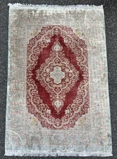 HIGH KPSI VINTAGE SILK TURKISH KAYSERI RUG 4.2x6.3 VERY FINE