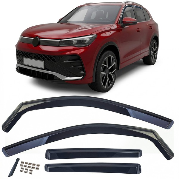 Windabweiser Regenabweiser 4-Teilig Schwarz GetöNt FüR Vw Tiguan 3 Ab 2024-image