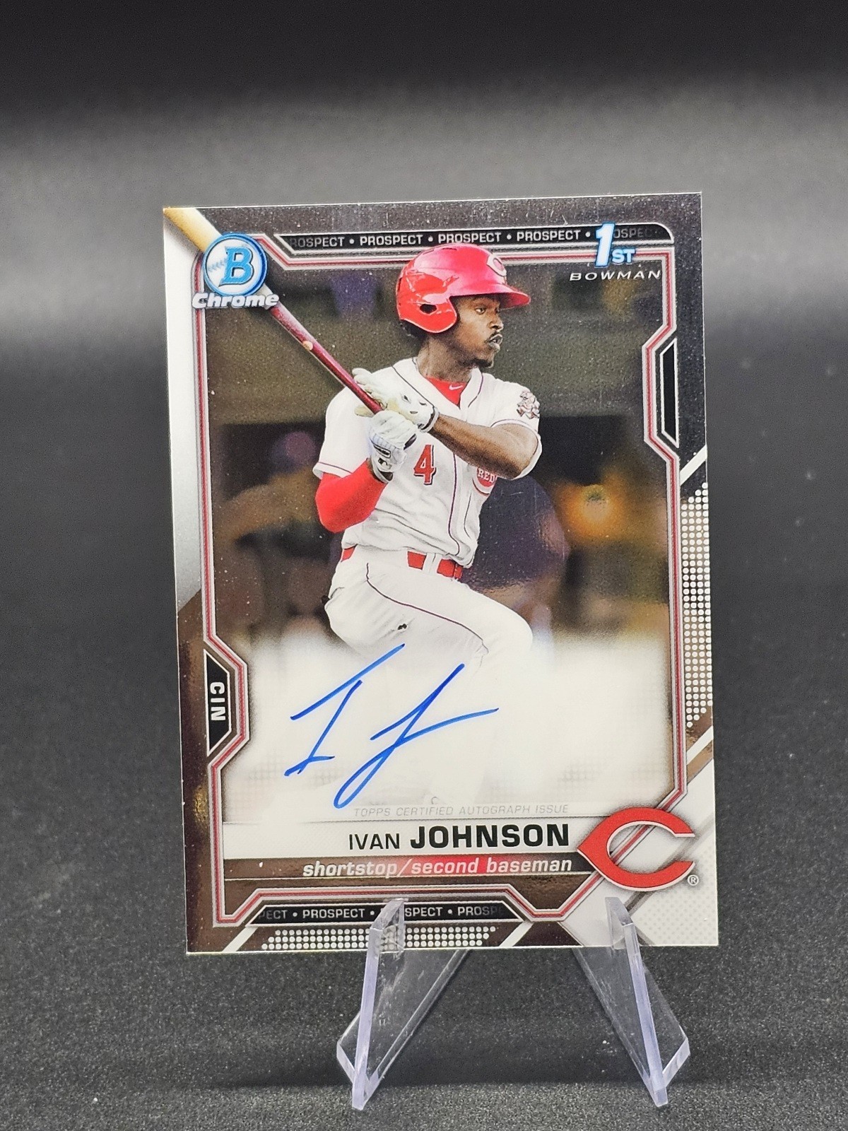 2021 Bowman Chrome IVAN JOHNSON Chrome 1st Prospect Auto #CPA-IJ Cincinnati Reds