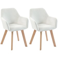 HOMCOM Lot de 2 chaises de salle à manger 54x57x80cm Crème