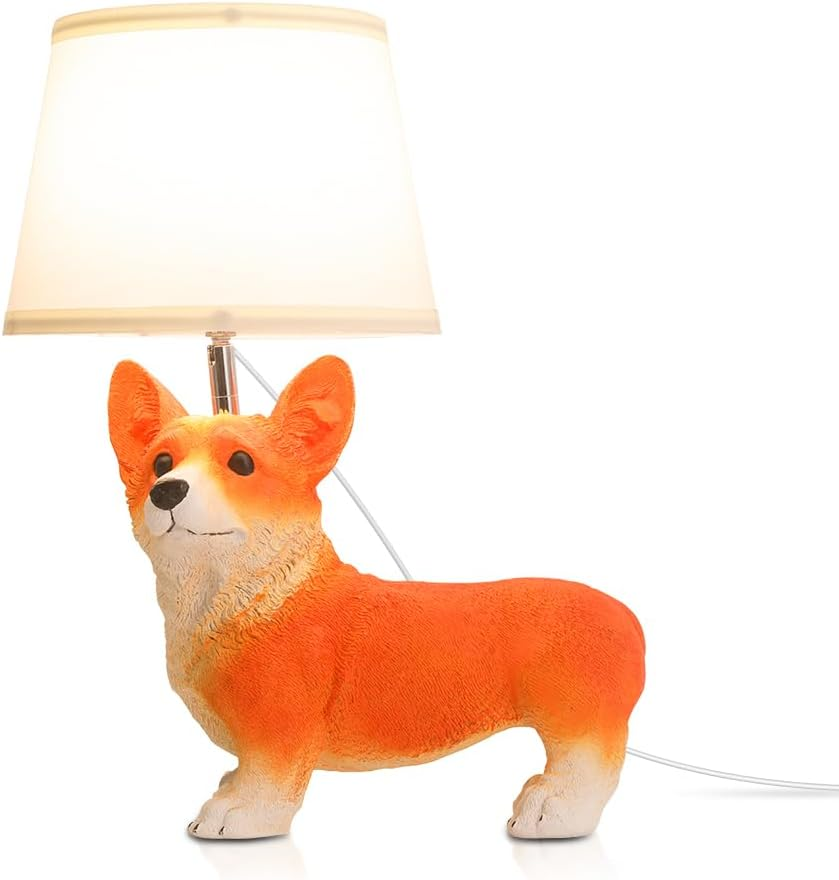 Cute Corgi Desk Lamp - Fun Resin Puppy Light for Kids & Adults