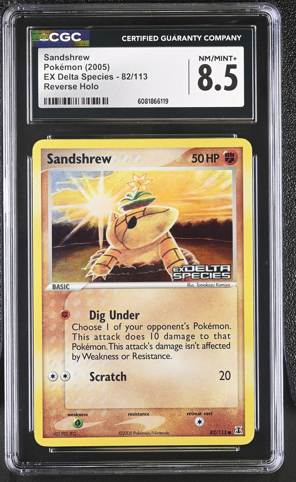 CGC 8.5 Sandshrew 2005 EX Delta Species 82/113 Reverse Holo STAMPED Pokemon Card