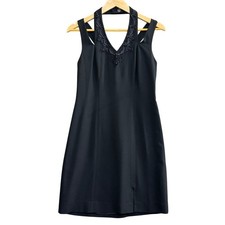 CAROLE LITTLE Dress 6 VTG Black LBD Old Money Timeless Cocktail Quiet Luxury