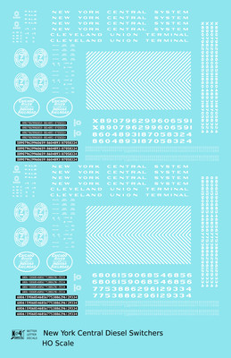 K4 HO Scale Decals New York Central Diesel Switcher Locomotive White