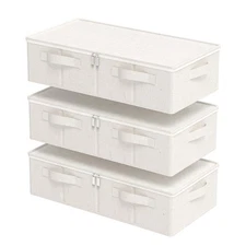 Underbed Storage Box Organizer, Foldable Under Bed Clothes Bags Container, Fl...