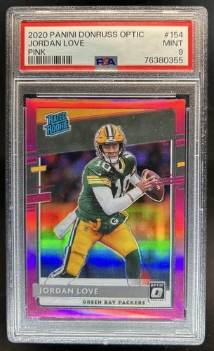 2020 Panini Donruss Optic Jordan Love Pink Prizm Rookie RC #154 Packers PSA 9