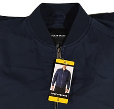 Lucky Brand Men's Full Zip Pockets Bomber Jacket Blue Size Small New With Tags