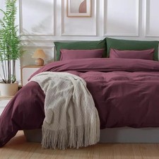 Plum 3 Piece Duvet Cover Bedding Set Luxury Duvet Cover Twin Full Queen