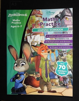 Zootropolis Maths Practice Ages 6-7 Disney Learning Maths Workbook NEW KS1