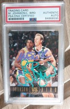 1994 Skybox Magic Johnson/Larry Bird Team Color Rival Autos Psa Authentic