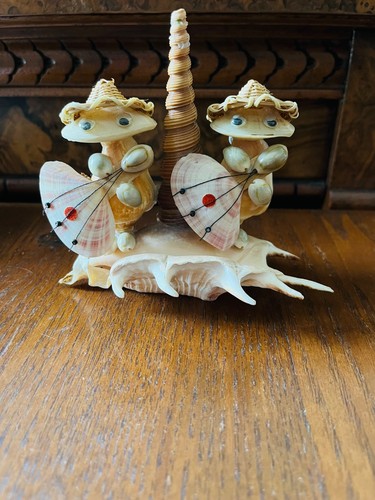 Vintage Musician Seashell Folk Art Collectible