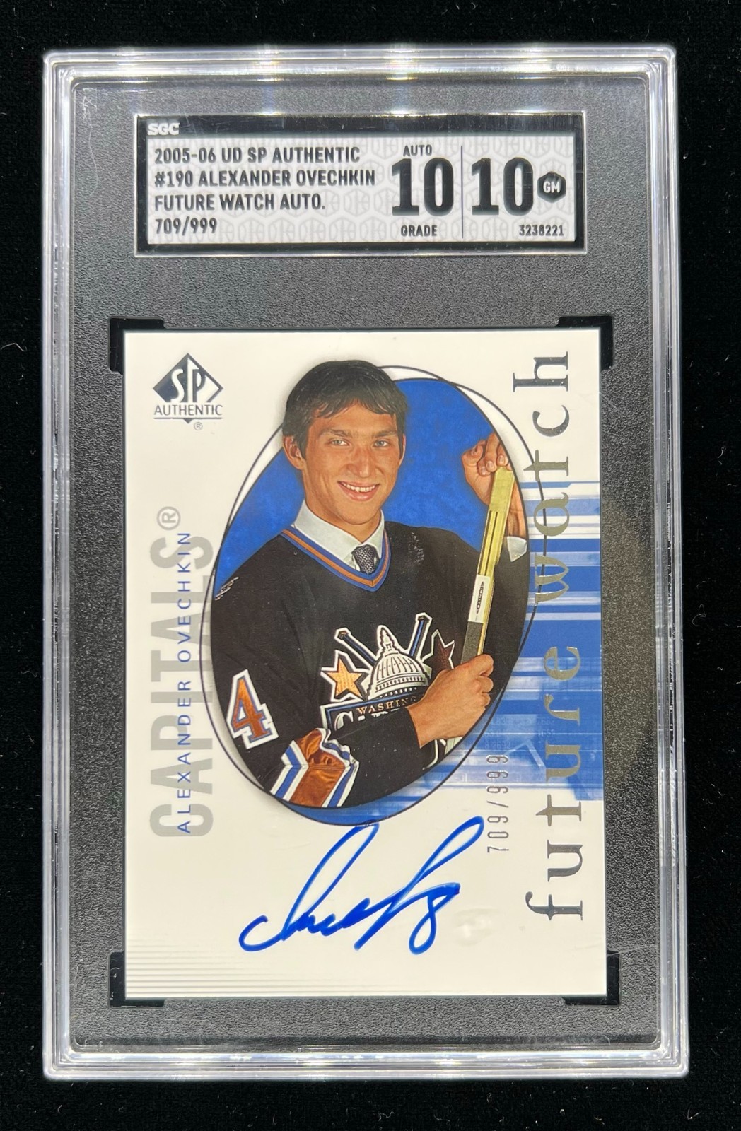 2005-06 SP Authentic #190 Alexander Ovechkin Future Watch RC Auto /999 SGC 10