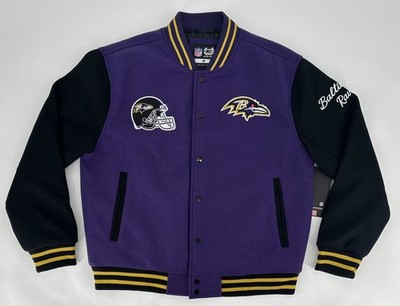 Baltimore Ravens Bomber Jacket Mens Medium Purple NFL Ultra Game Varsity Helmet