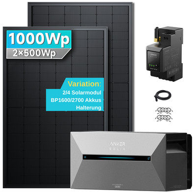 SolarMars Balkonkraftwerk mit Speicher Anker SOLIX Solarbank 2 PRO 1,6kWh Set