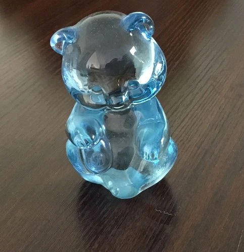 Vintage Fenton Glass Light Blue 3" Sitting Bear Figurine