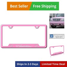 Laser Etched Logo Cut-Out License Plate Frame for Cadilac Pink