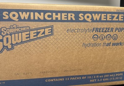 SQWINCHER 159200201 Squeeze Electrolyte Freezer Pops, 3 oz, 150 count