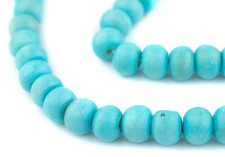 Cyan Blue Bone Mala Beads 10mm Nepal Round Large Hole 34 Inch Strand