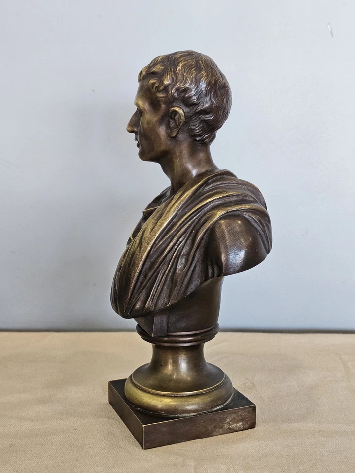 Ancienne Scuplture Buste Jules César Bronze Signée Moreau Mathurin Hors Concours - Photo 2/4