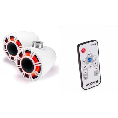 Kicker 47KMFC9W 9'' White Horn-Loaded Tower Speakers with Flat-Mount Tower Ada...