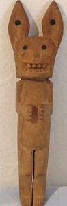 Guatemalan Folk Art Wood Carved 6-3/4" Figural  Slingshot