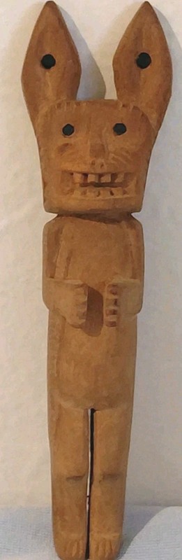 Guatemalan Folk Art Wood Carved 6-3/4" Figural  Slingshot